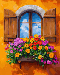Alkotásutca Virágzó ablak - Számfestő készlet kereten 40x50