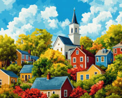 Alkotásutca Fényes falusi panoráma - Számfestő készlet kereten 40x50