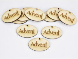  Natúr fa -"Advent" ovál gravírozott tábla 2, 5x4cm 10db/csomag - csinaldmagadshop