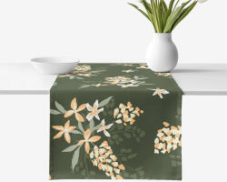 Goldea pamut asztali futó - sárgabarackszínű virágok 35x140 cm