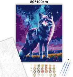  Misztikus farkas tekintete - számfestő készlet - 80×100 cm (Keretre feszítve)