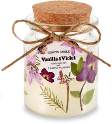 Decorer Lumanare parfumata in borcan aroma Vanile, Flori Viorele Ø 7, 5 cm x 10 H (A14.15.18B)