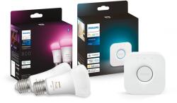 Philips Becuri LED inteligente Philips Hue E27 cu Hue Bridge, 800lm, 16 milioane culori (8720169371354)