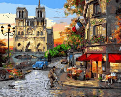 iPicasso Set pictura pe numere, cu sasiu, Stradute in Paris, 40x50 cm (PC40501197)