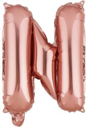 Flippy Balon Folie Metalizata Litera N, 40 cm, Umflati cu Heliu sau Aer, Ambalaj Individual, Pai inclus, Rose Gold