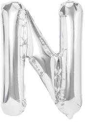 Flippy Balon Folie Metalizata Litera N, 40 cm, Umflati cu Heliu sau Aer, Ambalaj Individual, Pai inclus, Argintiu