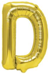 Flippy Balon Folie Metalizata Litera D, 40 cm, Umflati cu Heliu sau Aer, Ambalaj Individual, Pai inclus, Auriu