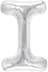 Flippy Balon Folie Metalizata Litera I, 40 cm, Umflati cu Heliu sau Aer, Ambalaj Individual, Pai inclus, Argintiu
