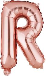 Flippy Balon Folie Metalizata Litera R, 40 cm, Umflati cu Heliu sau Aer, Ambalaj Individual, Pai inclus, Rose Gold