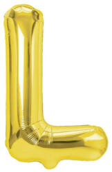 Flippy Balon Folie Metalizata Litera L, 40 cm, Umflati cu Heliu sau Aer, Ambalaj Individual, Pai inclus, Auriu