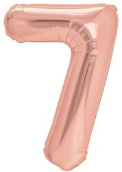 Flippy Balon din Folie Metalizata Figurina Cifra, Tema Aniversare 100 cm, Ambalaj Individual, Pai inclus, Umflare cu Aer sau Heliu, Coral, Rose, Cifra 7