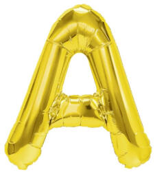 Flippy Balon Folie Metalizata Litera A, 40 cm, Umflati cu Heliu sau Aer, Ambalaj Individual, Pai inclus, Auriu