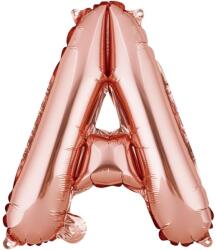 Flippy Balon Folie Metalizata Litera A, 40 cm, Umflati cu Heliu sau Aer, Ambalaj Individual, Pai inclus, Rose Gold