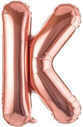 Flippy Balon Folie Metalizata Litera K, 40 cm, Umflati cu Heliu sau Aer, Ambalaj Individual, Pai inclus, Rose Gold