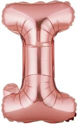 Flippy Balon Folie Metalizata Litera I, 40 cm, Umflati cu Heliu sau Aer, Ambalaj Individual, Pai inclus, Rose Gold