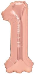 Flippy Balon din Folie Metalizata Figurina Cifra, Tema Aniversare 100 cm, Ambalaj Individual, Pai inclus, Umflare cu Aer sau Heliu, Coral, Rose, Cifra 1