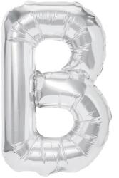 Flippy Balon Folie Metalizata Litera B, 40 cm, Umflati cu Heliu sau Aer, Ambalaj Individual, Pai inclus, Argintiu
