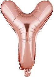 Flippy Balon Folie Metalizata Litera Y, 40 cm, Umflati cu Heliu sau Aer, Ambalaj Individual, Pai inclus, Rose Gold