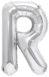 Flippy Balon Folie Metalizata Litera R, 40 cm, Umflati cu Heliu sau Aer, Ambalaj Individual, Pai inclus, Argintiu