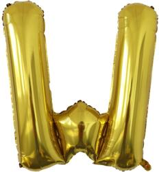 Flippy Balon Folie Metalizata Litera W, 40 cm, Umflati cu Heliu sau Aer, Ambalaj Individual, Pai inclus, Auriu