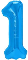 Flippy Balon din Folie Metalizata, Figurina Cifra, Tema Aniversare 100 cm, Ambalaj Individual, Pai inclus, Umflare cu Aer sau Heliu, Albastru, Cifra 1