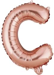 Flippy Balon Folie Metalizata Litera C, 40 cm, Umflati cu Heliu sau Aer, Ambalaj Individual, Pai inclus, Rose Gold