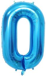 Flippy Balon din Folie Metalizata, Figurina Cifra, Tema Aniversare 100 cm, Ambalaj Individual, Pai inclus, Umflare cu Aer sau Heliu, Albastru, Cifra 0