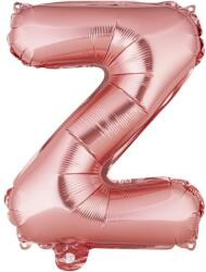 Flippy Balon Folie Metalizata Litera Z, 40 cm, Umflati cu Heliu sau Aer, Ambalaj Individual, Pai inclus, Rose Gold