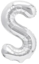 Flippy Balon Folie Metalizata Litera S, 40 cm, Umflati cu Heliu sau Aer, Ambalaj Individual, Pai inclus, Argintiu