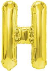 Flippy Balon Folie Metalizata Litera H, 40 cm, Umflati cu Heliu sau Aer, Ambalaj Individual, Pai inclus, Auriu