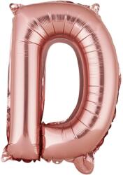 Flippy Balon Folie Metalizata Litera D, 40 cm, Umflati cu Heliu sau Aer, Ambalaj Individual, Pai inclus, Rose Gold