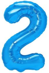 Flippy Balon din Folie Metalizata, Figurina Cifra, Tema Aniversare 100 cm, Ambalaj Individual, Pai inclus, Umflare cu Aer sau Heliu, Albastru, Cifra 2