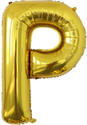 Flippy Balon Folie Metalizata Litera P, 40 cm, Umflati cu Heliu sau Aer, Ambalaj Individual, Pai inclus, Auriu