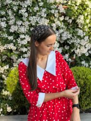 Modi style Rochie midi cu buline și guleraș-Red / S