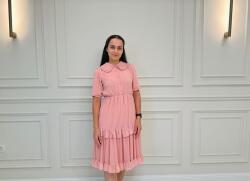 Modi style Rochie midi din voal cu nasturi funcționali și volane-Pink / L