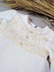 Gogofashion Rochița de botez Clarissa - Eleganță delicată și rafinament boem pentru micuța ta 9-12 luni / 80 CM