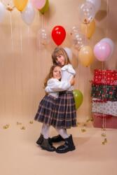 Gogofashion Fustă pentru fete în carouri Sofia - fustă plisată cu talie elastică și fermoar 7-8 ani