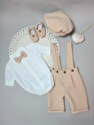 Gogofashion Costum de botez Matei pentru băieți - set elegant 3 piese Verde olive deschis 9-12 luni / 80 CM