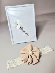 Gogofashion Bentiță botez model floare Rania - Accesoriu elegant pentru micuța ta Ivory 6-9 luni / 74 CM