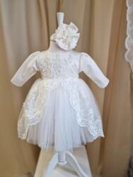 Gogofashion Rochiță de botez Melany - Eleganță delicată și confort absolut pentru fetițe Ivory 0-3 luni / 62 CM