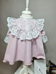 Gogofashion Rochiță botez Luna - rochiță elegantă pentru fetițe din stofă și dantelă 3-6 luni / 68 CM