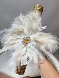Gogofashion Lumânare de botez aurie cu pene. tip fagure - Celine