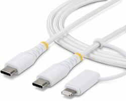 StarTech - 1 m-es 2 az 1-ben strapabíró USB-C töltőkábel Lightning adapterrel, 30W/60W (3A) - 1M-U2-LNTC-CABLE (1M-U2-LNTC-CABLE)