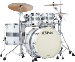 Tama Starclassic Maple Lacquer Shell Kit 4 pcs - Silver Snow Racing Stripe/Chrome HW