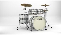 Tama Starclassic Maple Lacquer Shell Kit 4 pcs - Silver Snow Racing Stripe/Black Nickel HW