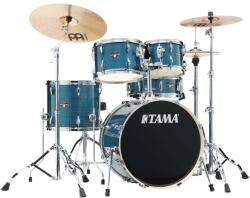 Tama Imperialstar Drum Set 5 pcs - Hairline Blue/Chrome HW + MEINL Cymbals HCS Cymbal Kit/Stage Master Double-Braced Hardware Kit - hangszeraruhaz - 379 000 Ft