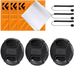 K&F Concept 3db objektívvédő sapka zsinórral + 3db törlőkendő 95mm (KF-2027)