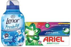 Ariel Color mosókapszula 30 db és Lenor Fresh Air öblítő 504 ml