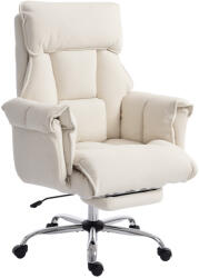 HomCom Főnöki irodai szék, magasságban állítható forgószék deréktámasszal, lábtartóval, krémfehér (921-876V00CW)