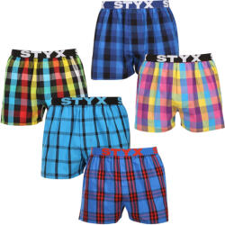 Styx 5PACK férfi bő szárú boxeralsó Styx sportos gumipánt többszínű (5B0112346) M - pepita